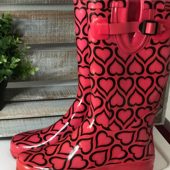 UnionBay Red Rain Boots Sz 8 - Picture 4 of 7
